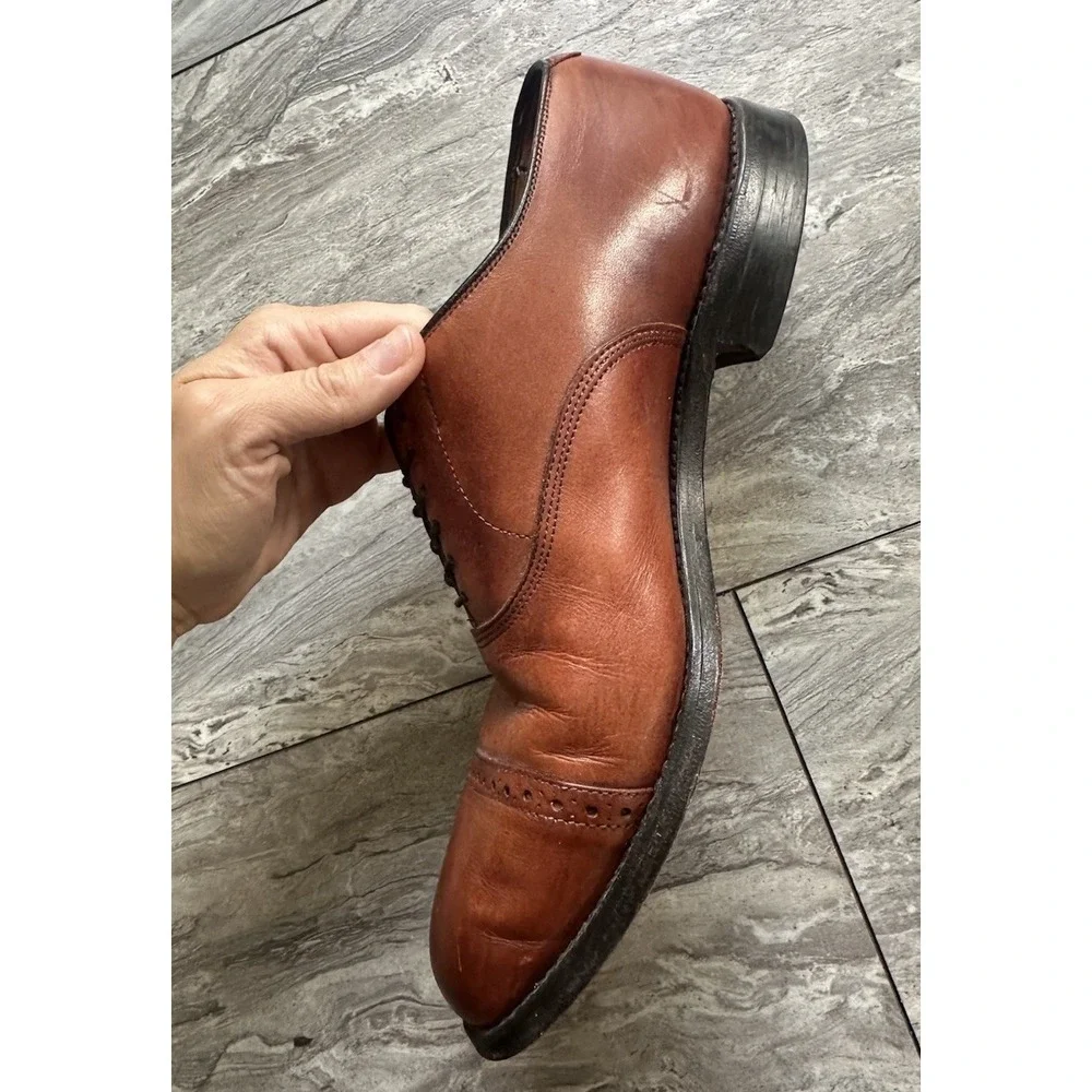 Allen Edmonds Clifton Leather 9.5 D Brown Cap Toe Oxford Dress Shoes